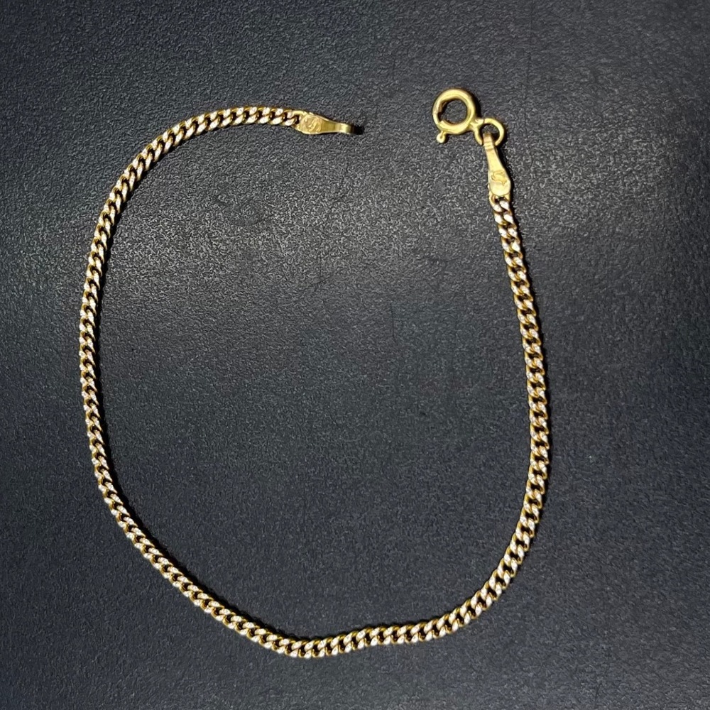 S Monaco Chain 10k Gold Two tone Reversible Cuban link chain bracelet 7"